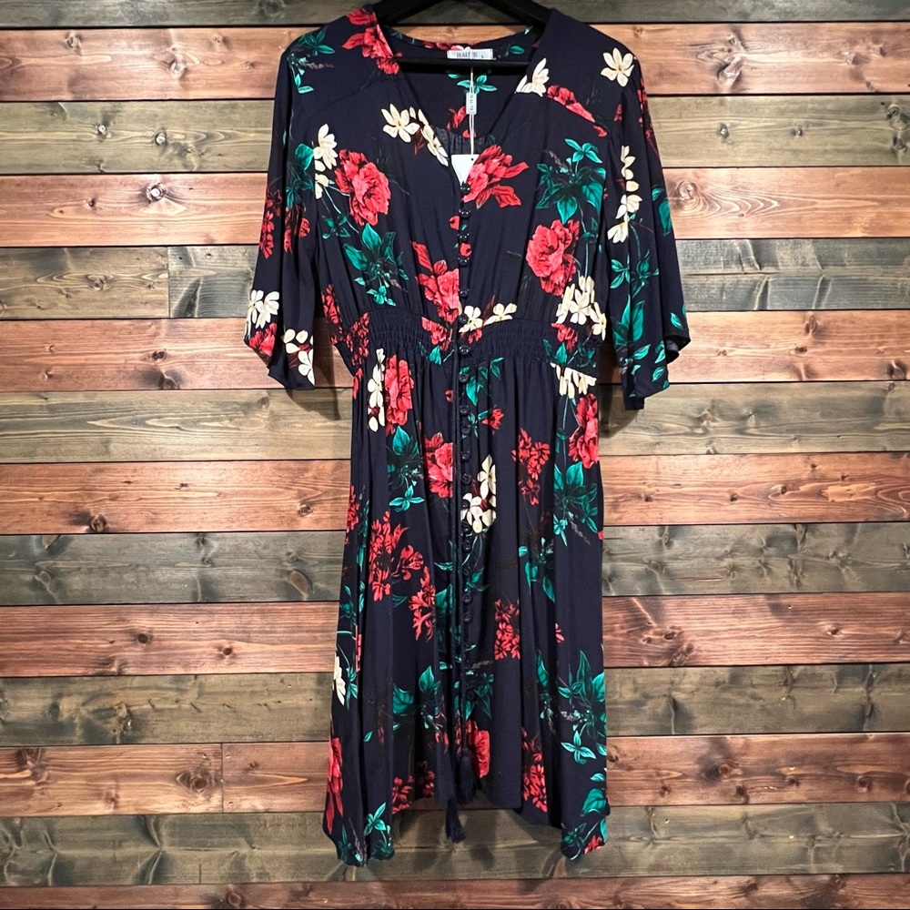 Floral Print V-Neck Dress | Haute